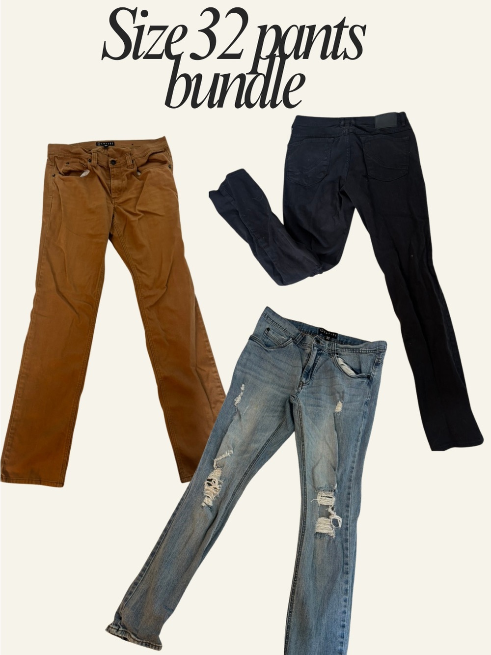 Empyre Men’s Jeans Bundle — Brown, Black & Light Blue